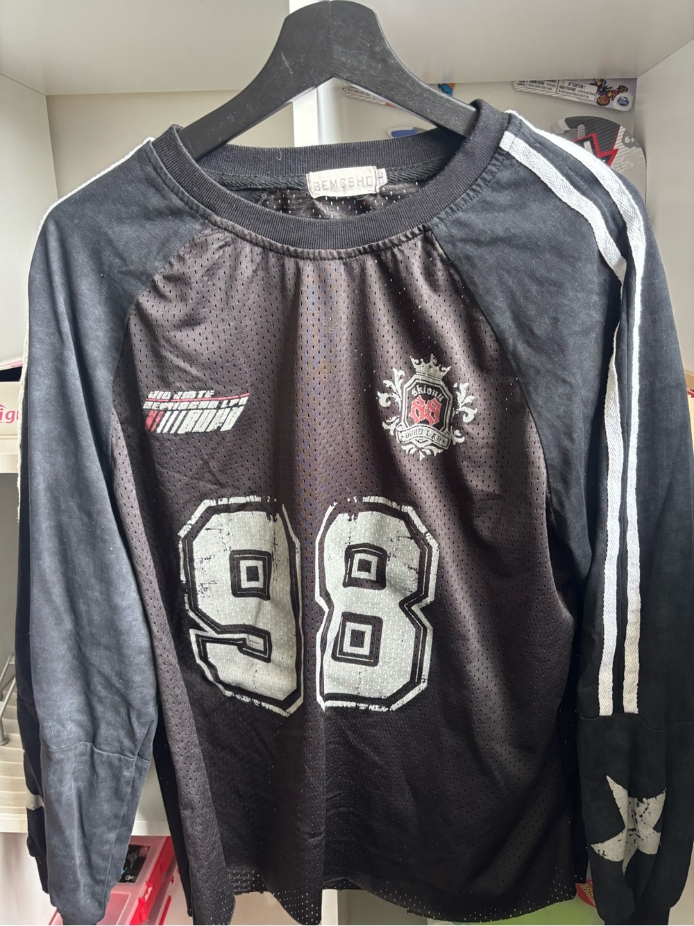 Black 98 Mesh Athletic Jersey Top